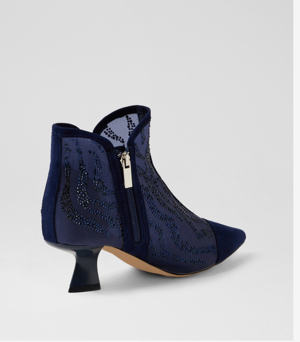 Django and Juliette Blue Mesh and Suede Bootie