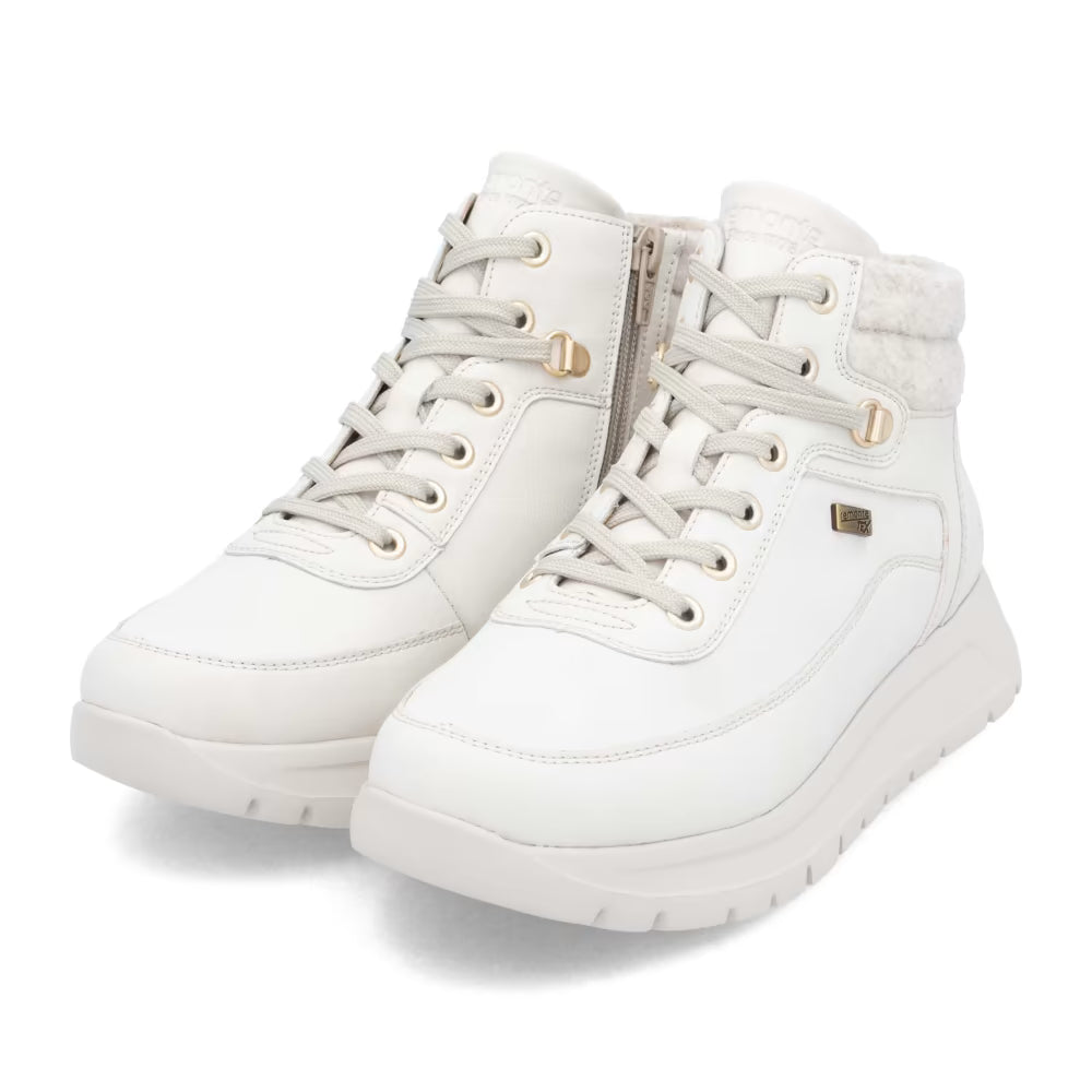 Remonte Women's Lace-Up Platform Ankle Boot - White