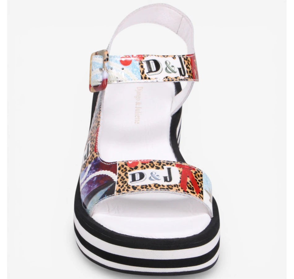 Django & Juliette Figg Platform Sandal - Collage Print