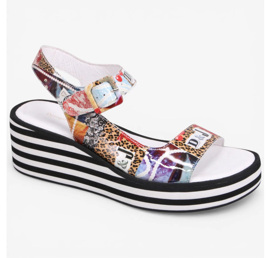 Django & Juliette Figg Platform Sandal - Collage Print