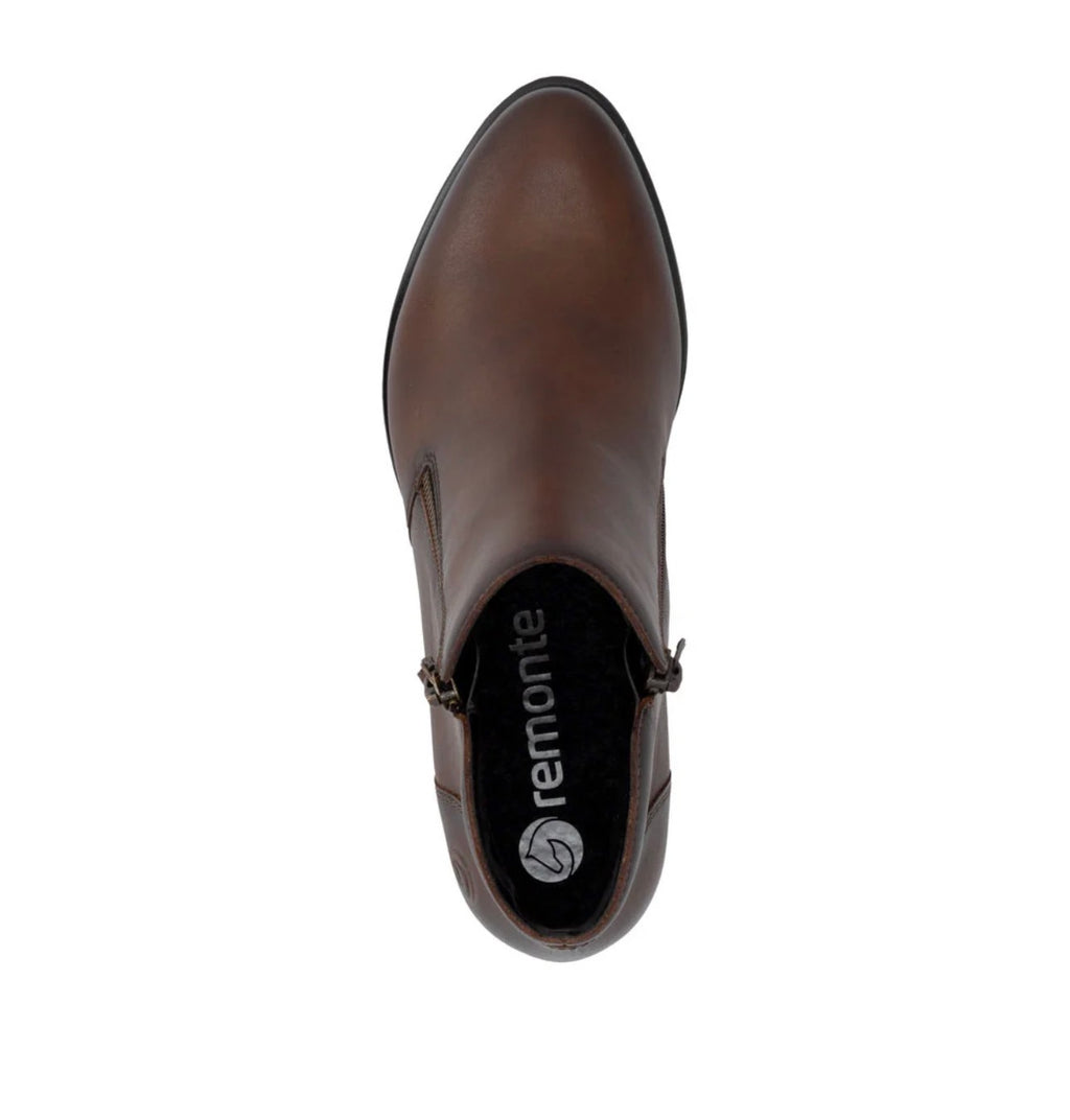 Remonte Double Zip Leather Booties Brown