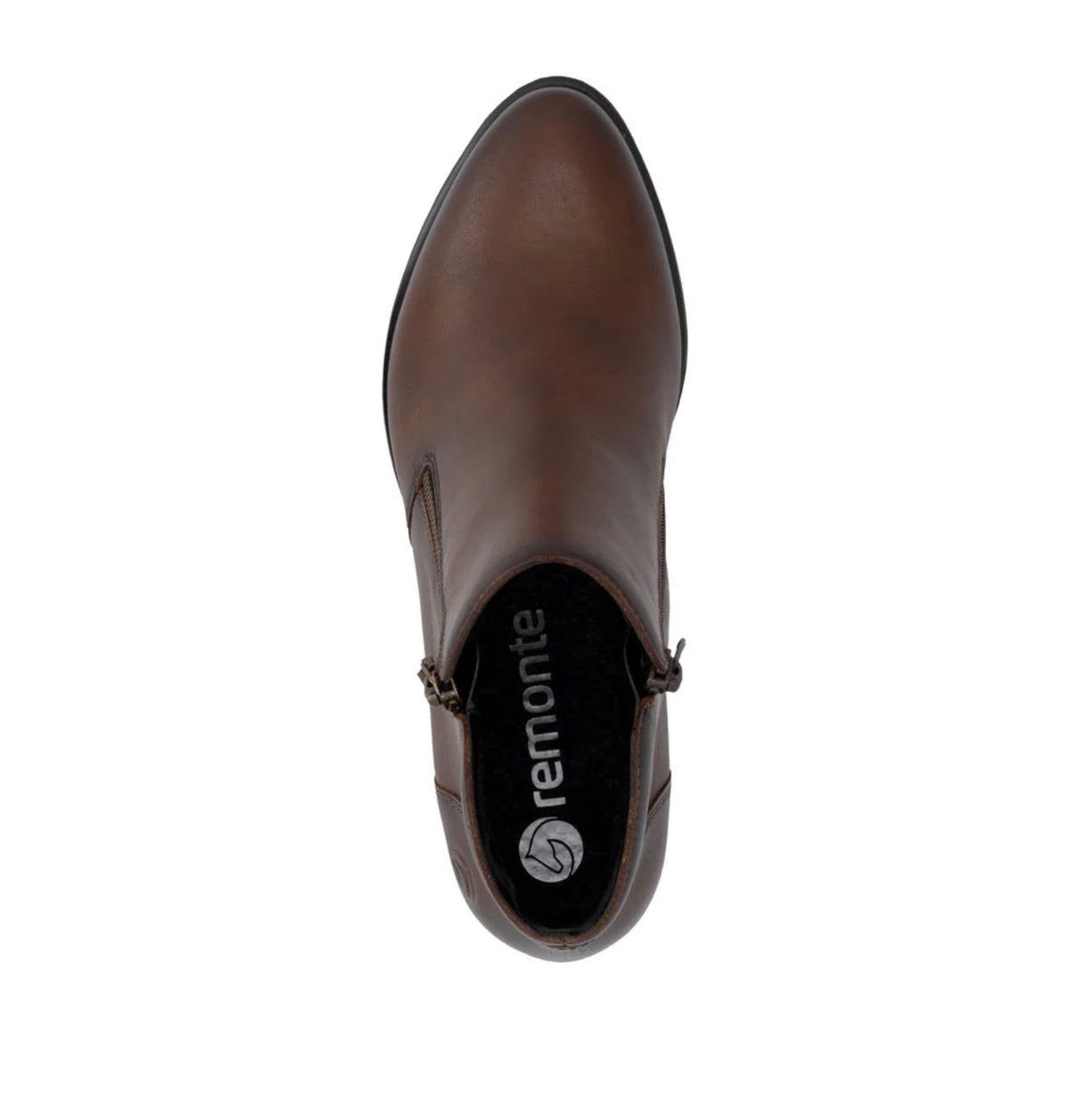 Remonte Double Zip Leather Booties Brown