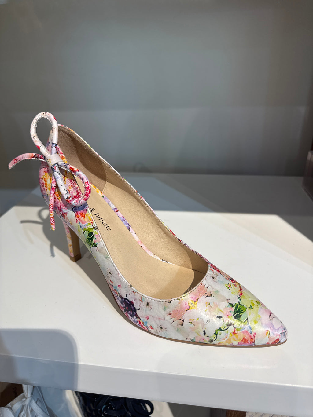 Django and Juliette Badler Floral Leather Heel