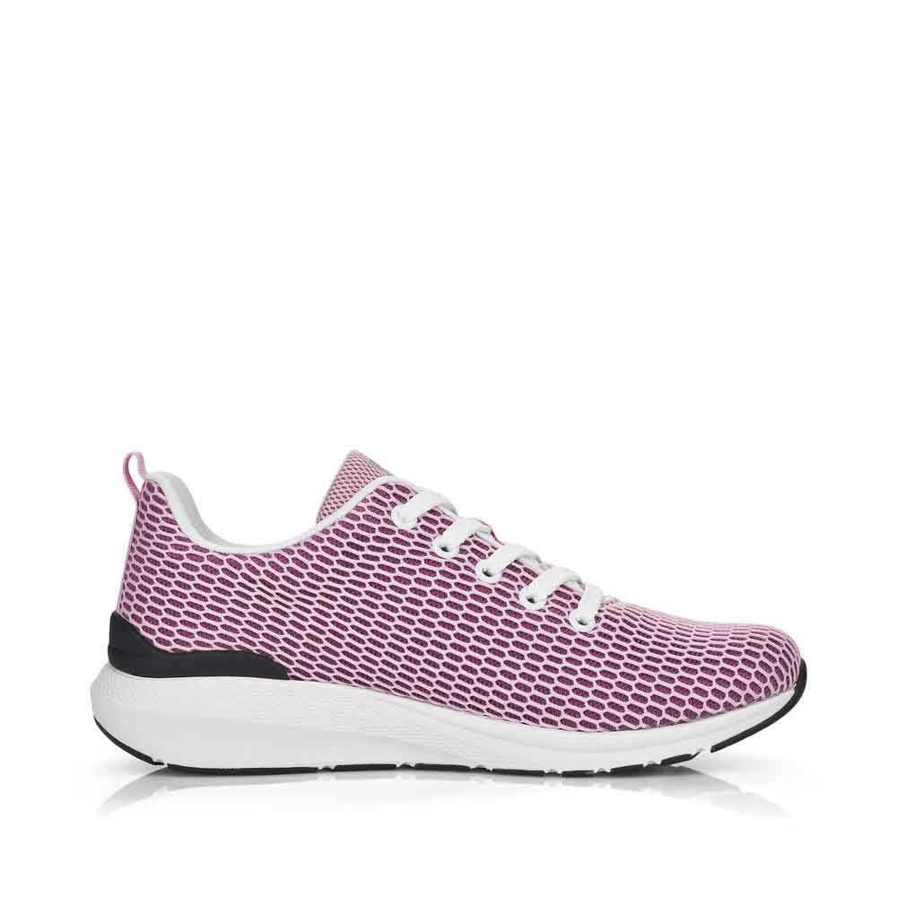 Rieker Women's Lightweight Mesh Lace-up Sneaker - Pink
