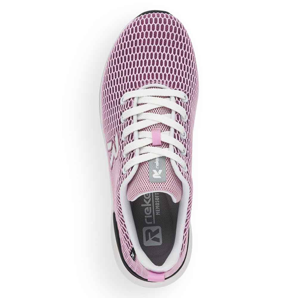 Rieker Women's Lightweight Mesh Lace-up Sneaker - Pink