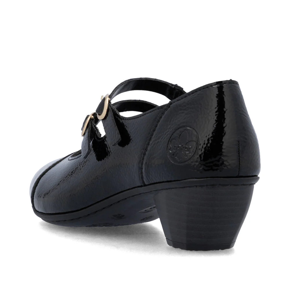 Rieker Women's Patent Mary Jane Heel - Black