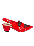 Django and Juliette Aiday Red Patent Leather Slingbacks with Cherry Print