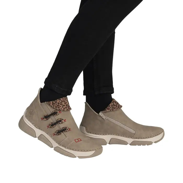 Rieker Women's Zip Ankle Boot - Beige