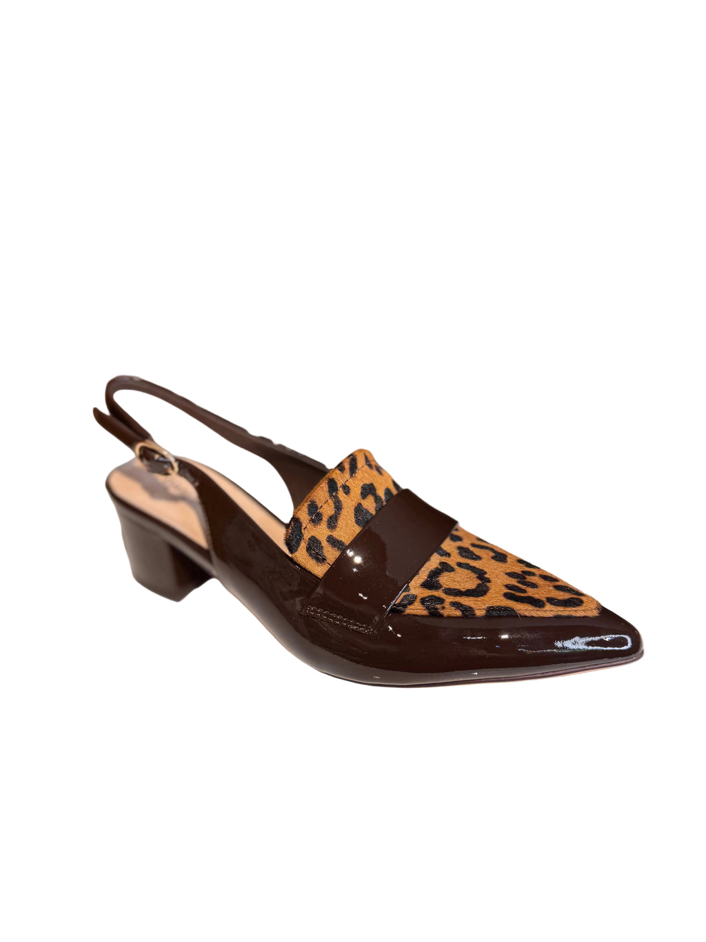 Django and Juliette Aiday Chocolate and Leopard Print Slingback