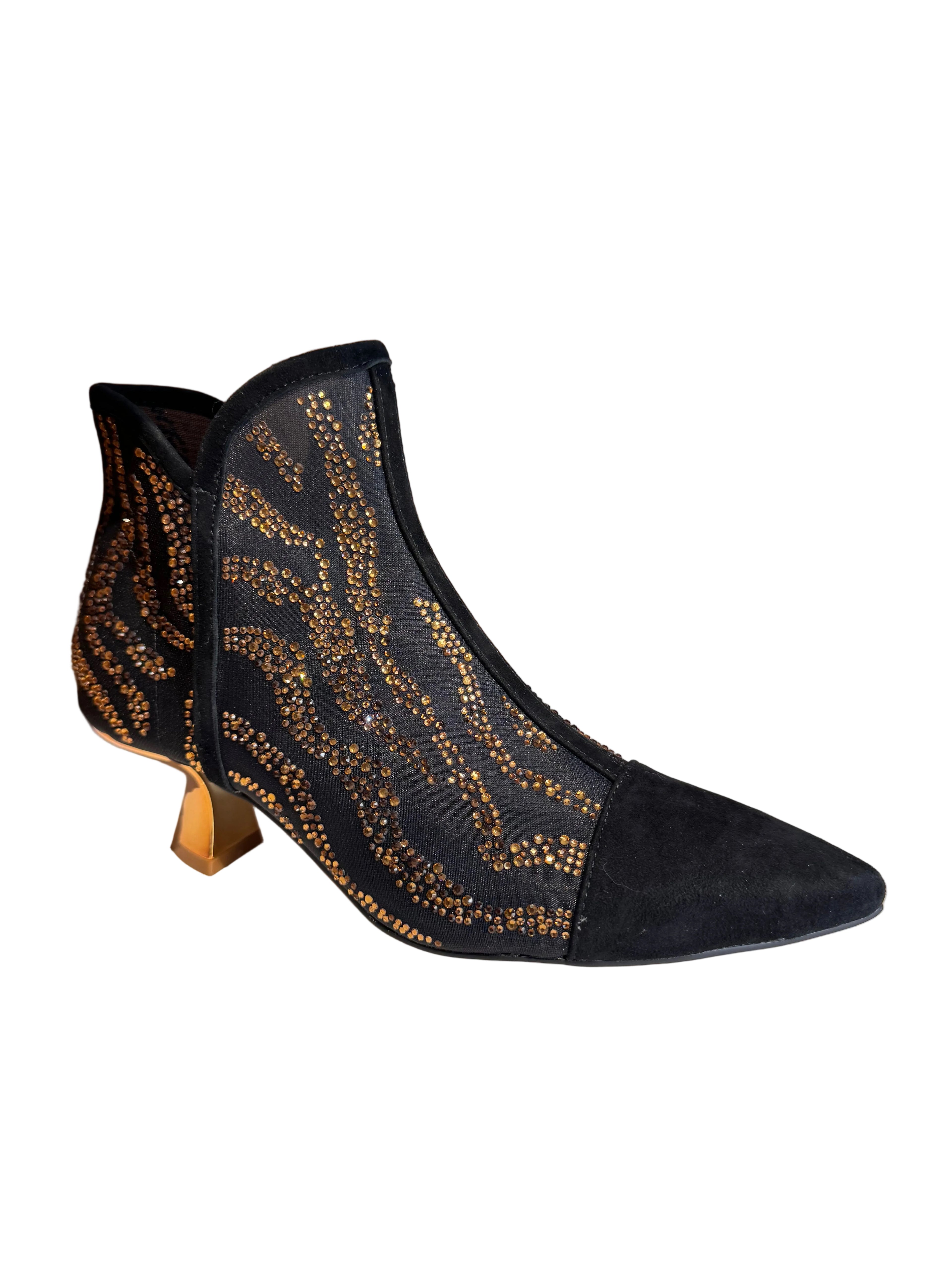Django and Juliette Bronze Mesh and Suede Bootie