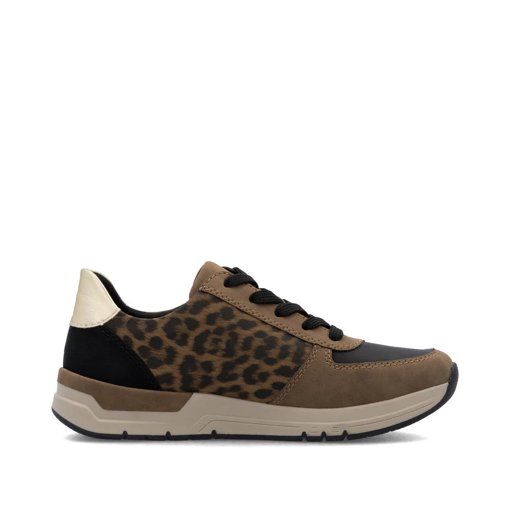 Rieker Women's Lace-up Zip Sneaker - Brown Combination
