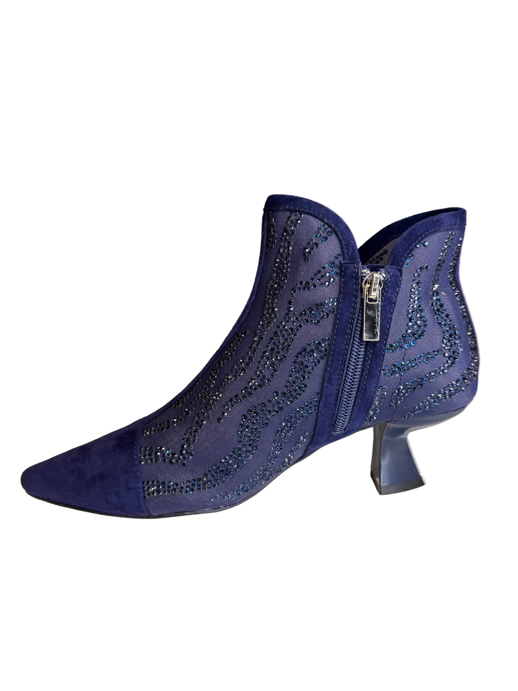 Django and Juliette Blue Mesh and Suede Bootie