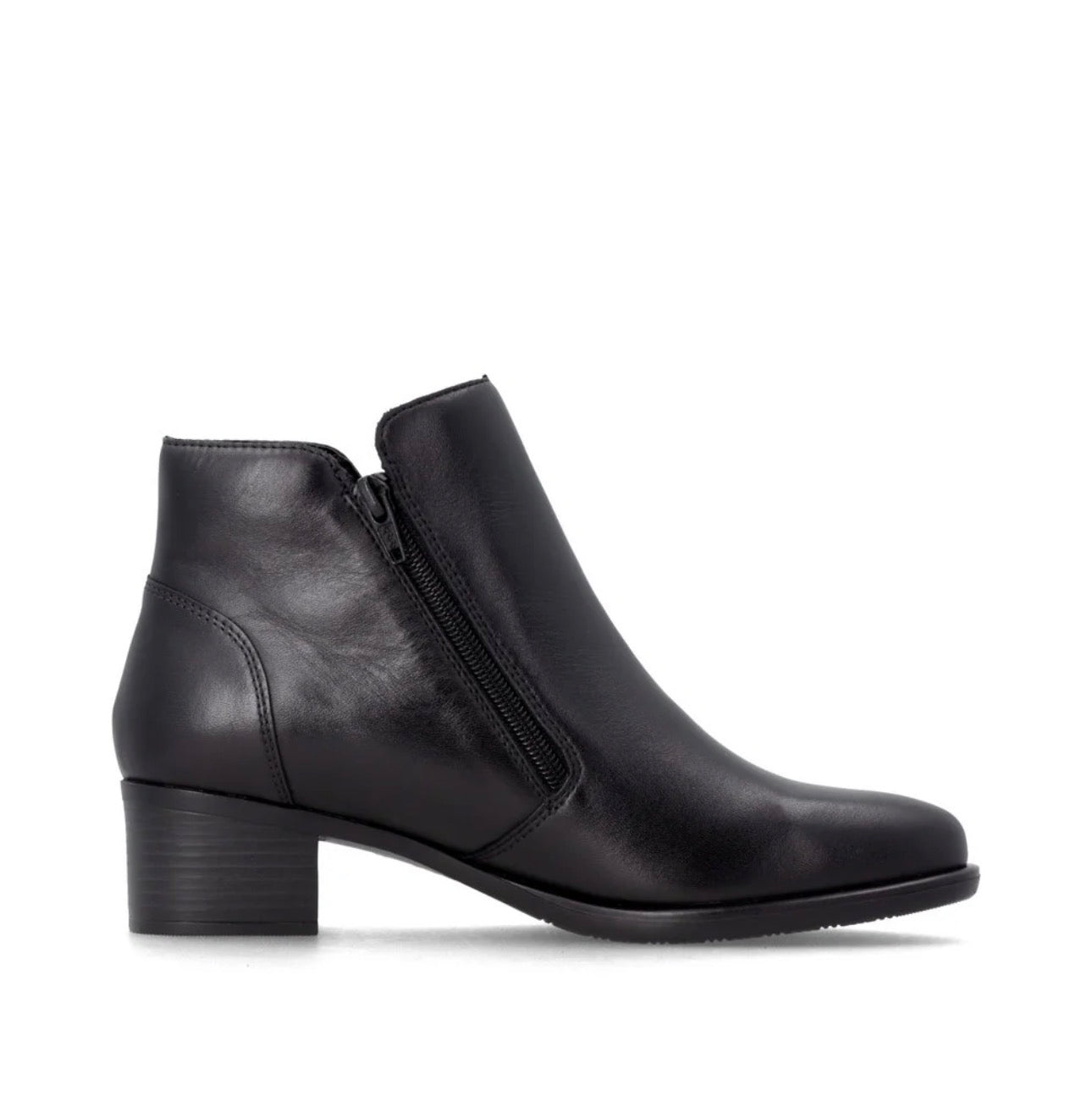 Remonte Double Zip Leather Booties Black
