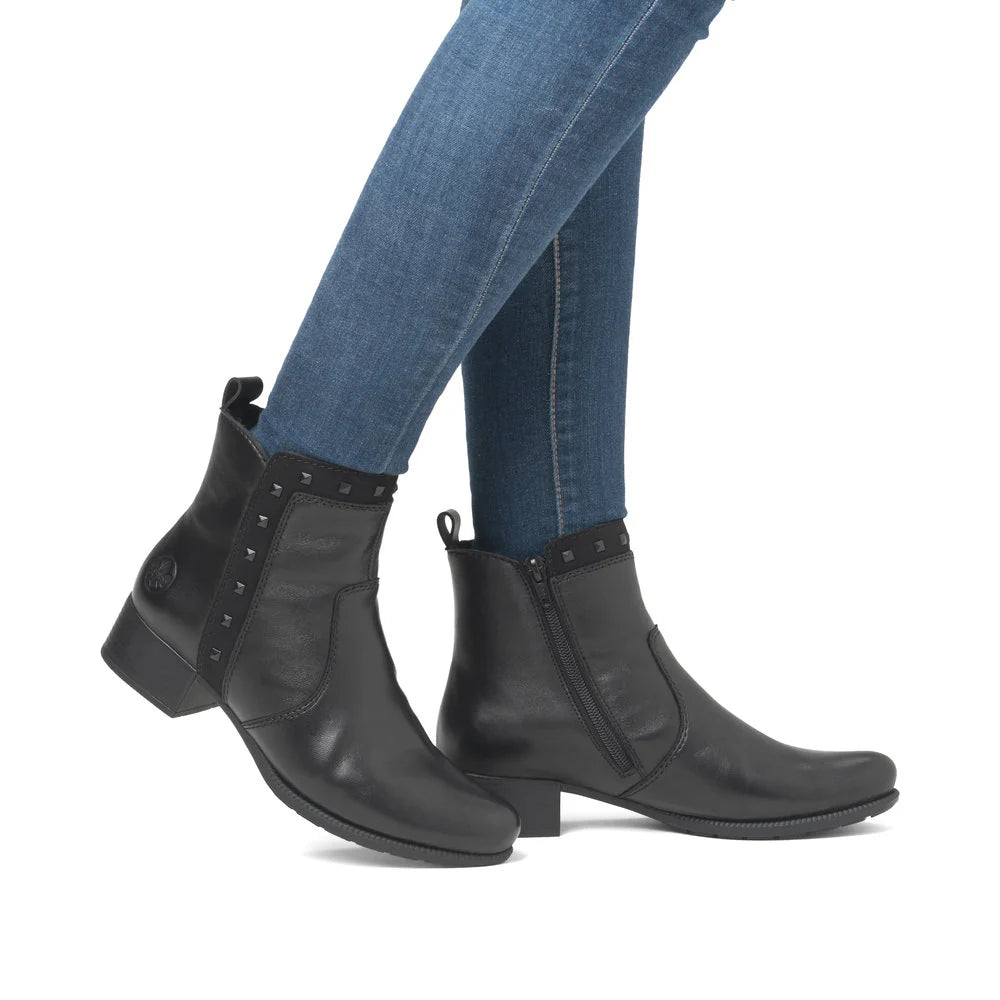 Rieker Women's Stud Detail Ankle Boot - Black