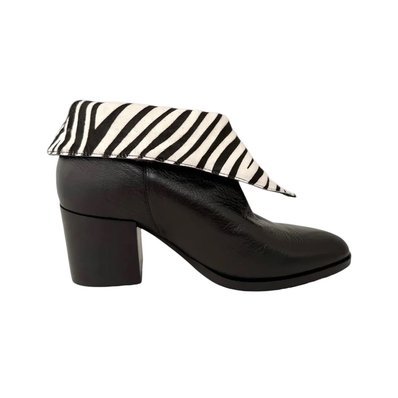 Django and Juliette Zenon Black Zebra Print Leather Booty