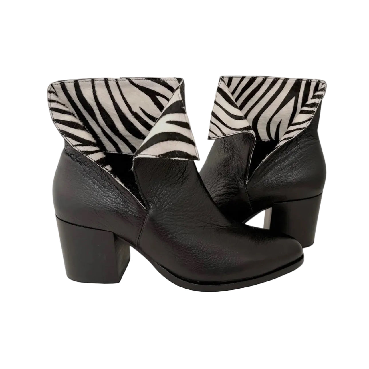 Django and Juliette Zenon Black Zebra Print Leather Booty