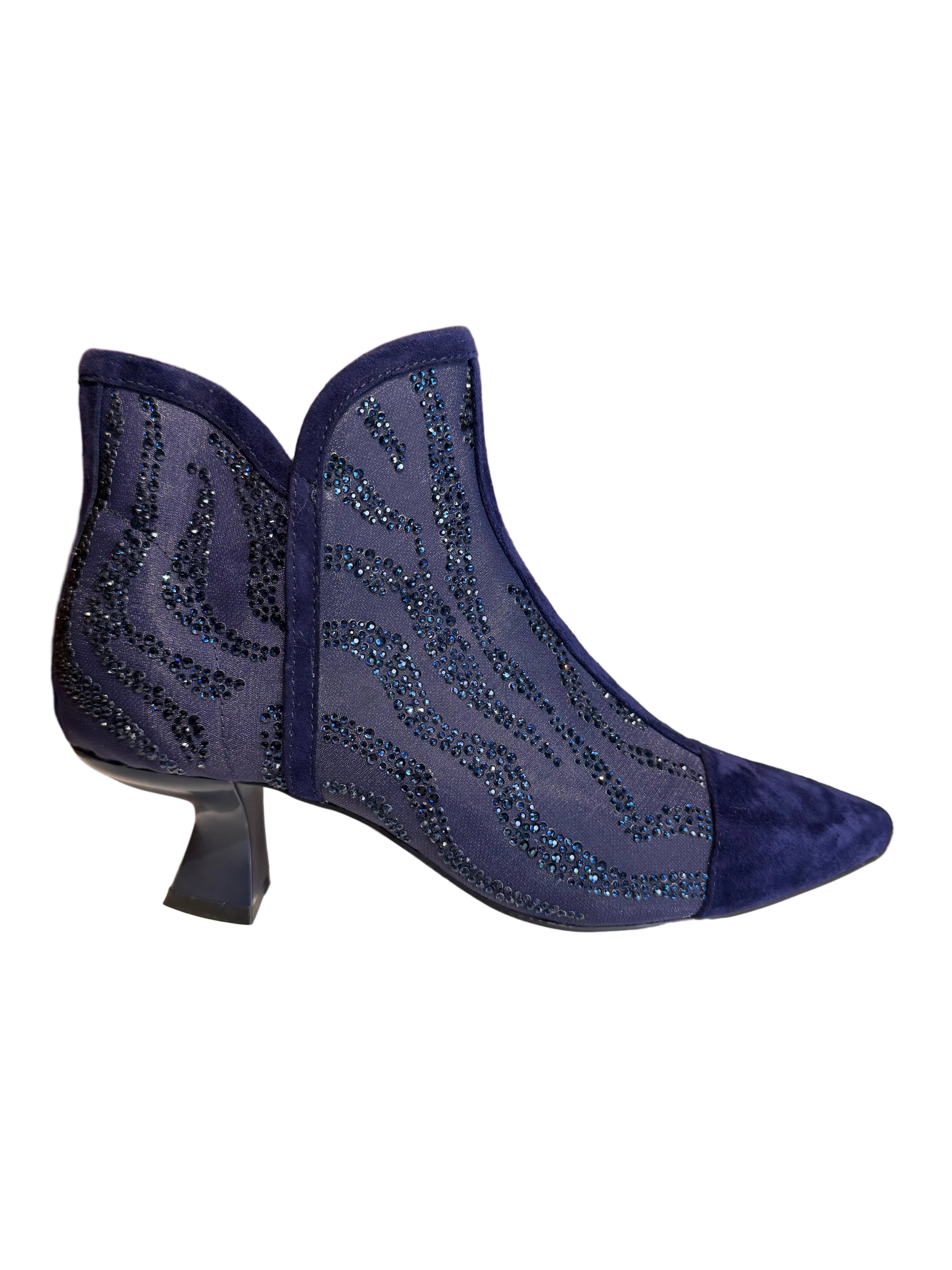 Django and Juliette Blue Mesh and Suede Bootie