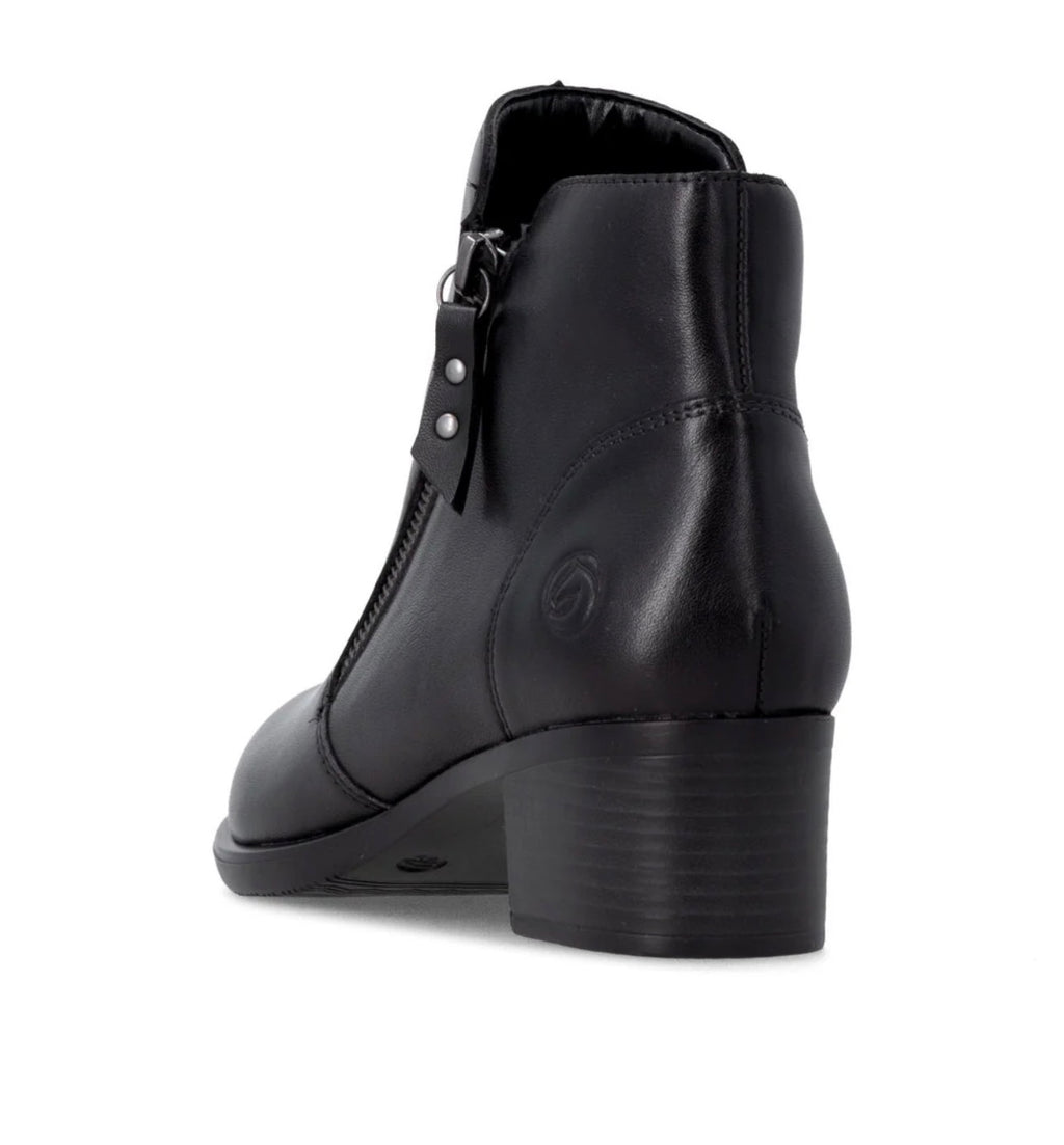 Remonte Double Zip Leather Booties Black