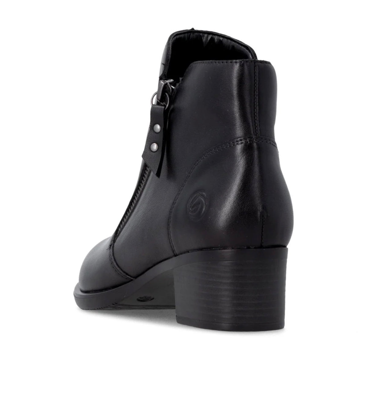 Remonte Double Zip Leather Booties Black