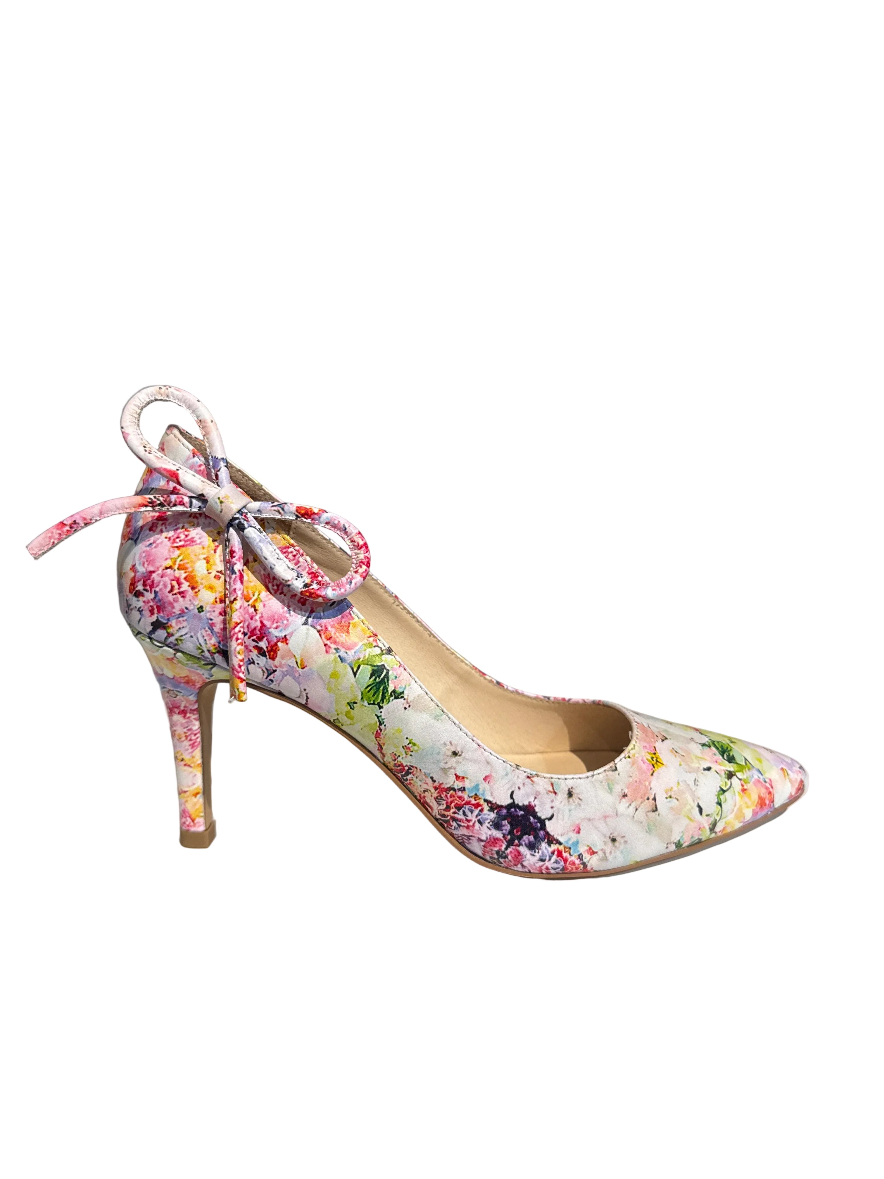 Django and Juliette Badler Floral Leather Heel