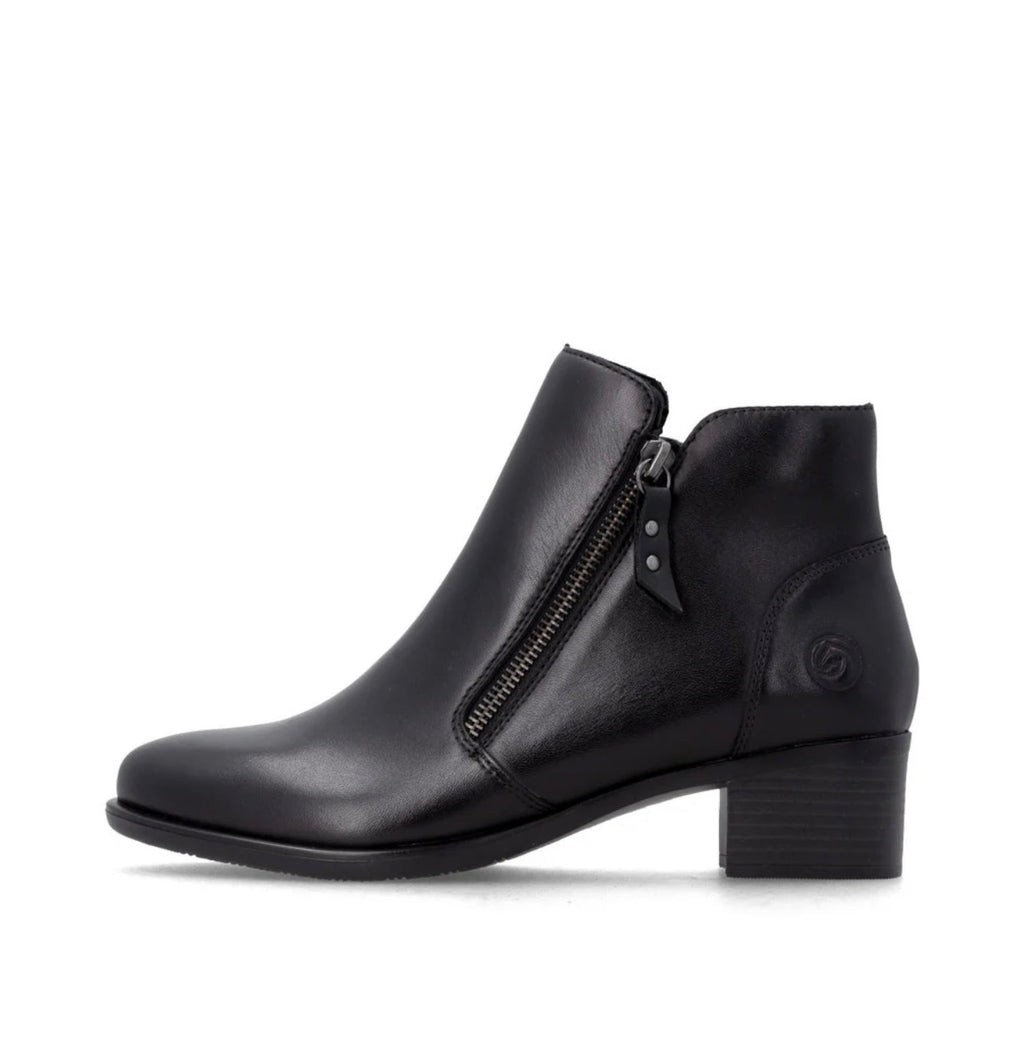 Remonte Double Zip Leather Booties Black