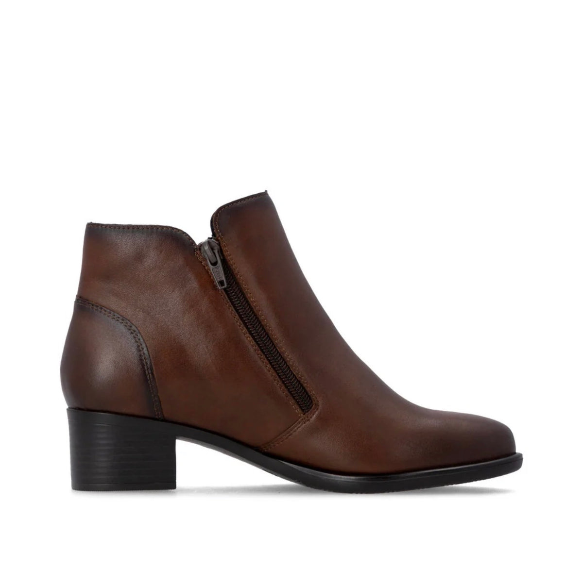 Remonte Double Zip Leather Booties Brown