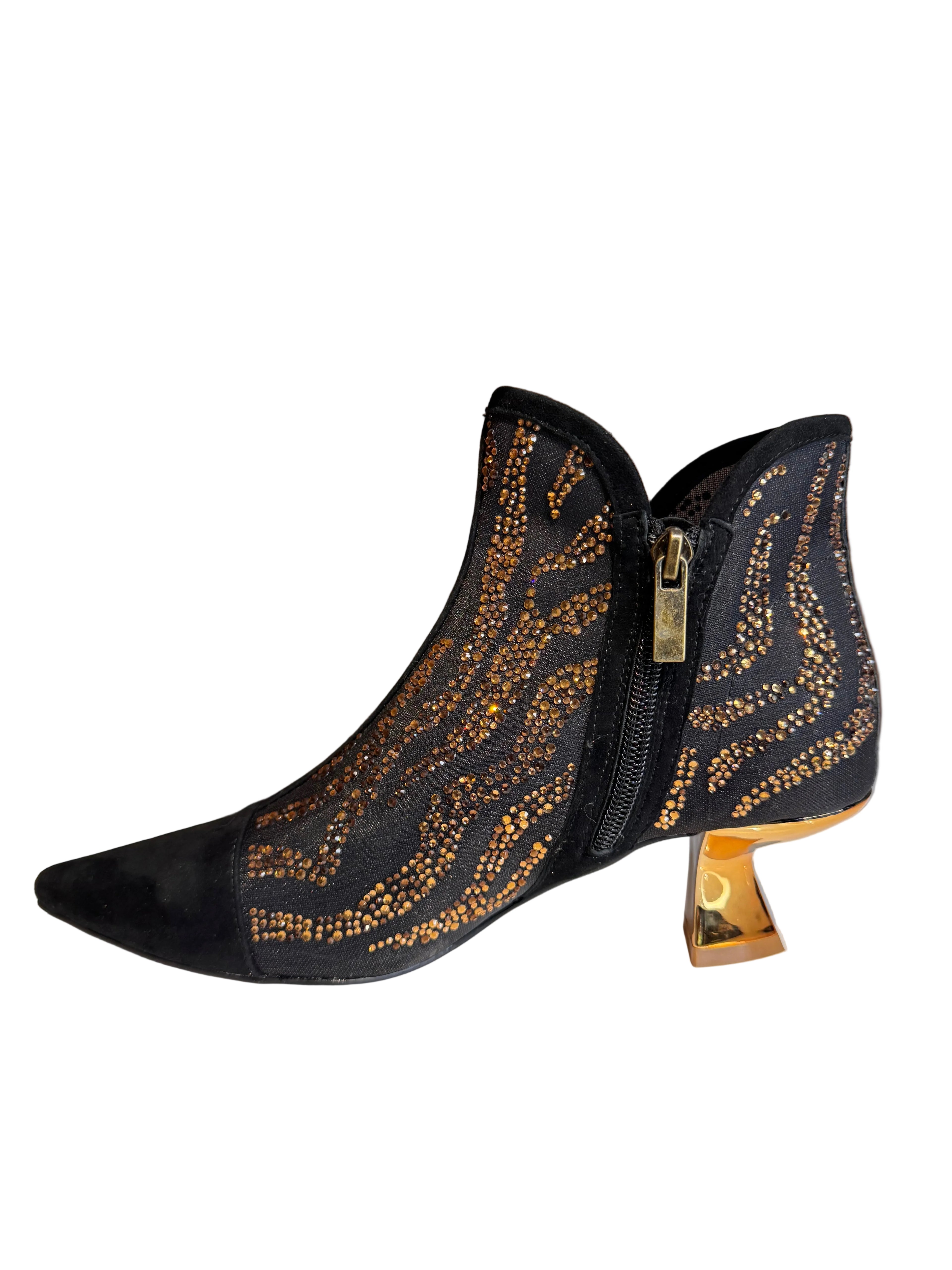 Django and Juliette Bronze Mesh and Suede Bootie
