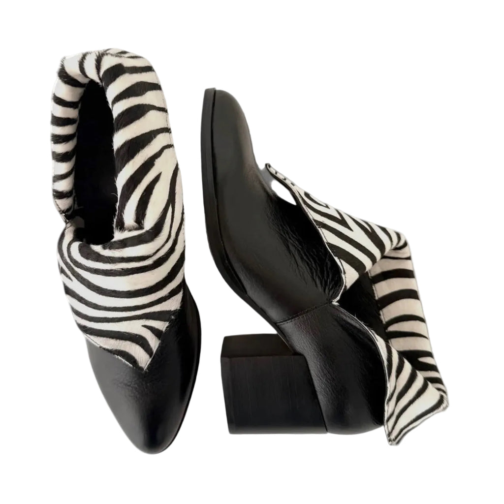 Django and Juliette Zenon Black Zebra Print Leather Booty