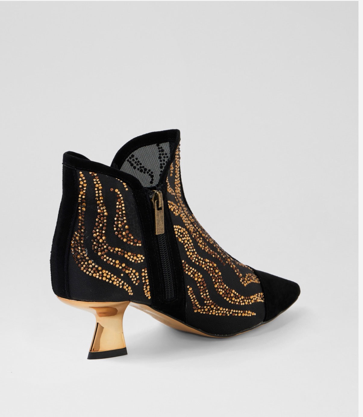 Django and Juliette Bronze Mesh and Suede Bootie