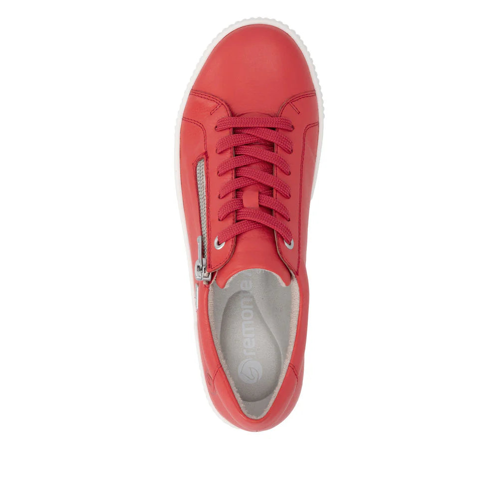 Remonte Women's Lace-up Zip Sneaker - Red