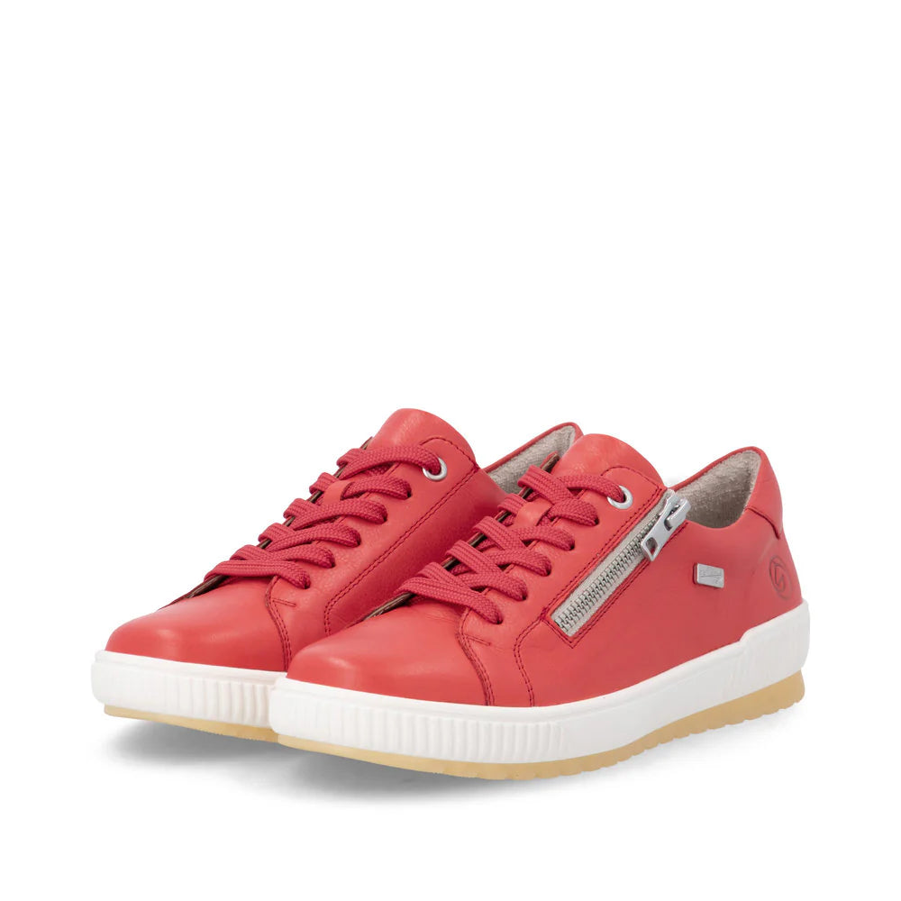 Remonte Women's Lace-up Zip Sneaker - Red