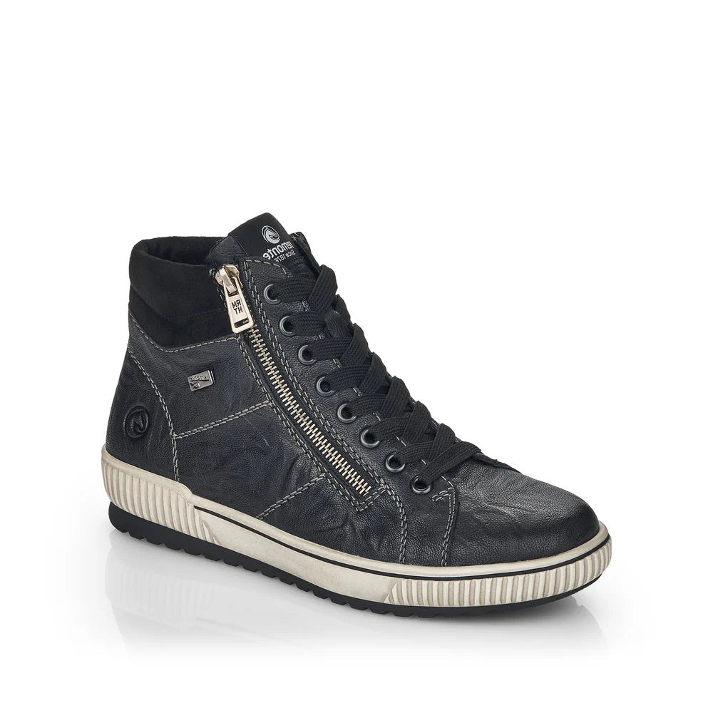 Remonte Women's Lace-up Zip High-Top Sneaker - Black