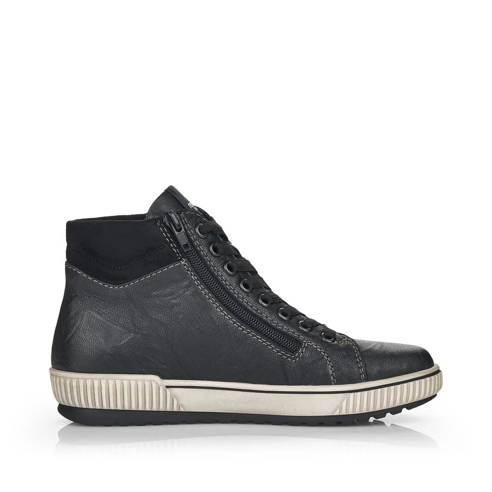 Remonte Women's Lace-up Zip High-Top Sneaker - Black