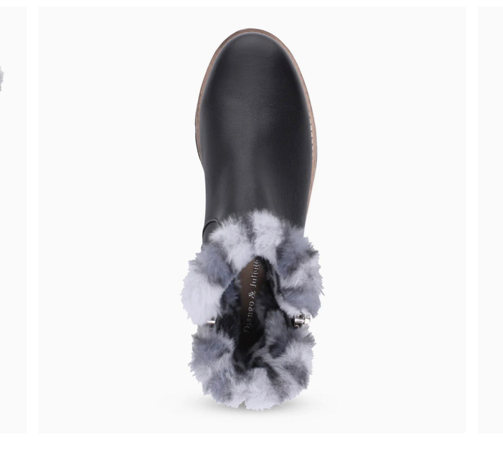 Django and Juliette Dlinga Black Leather Bootie Leopard