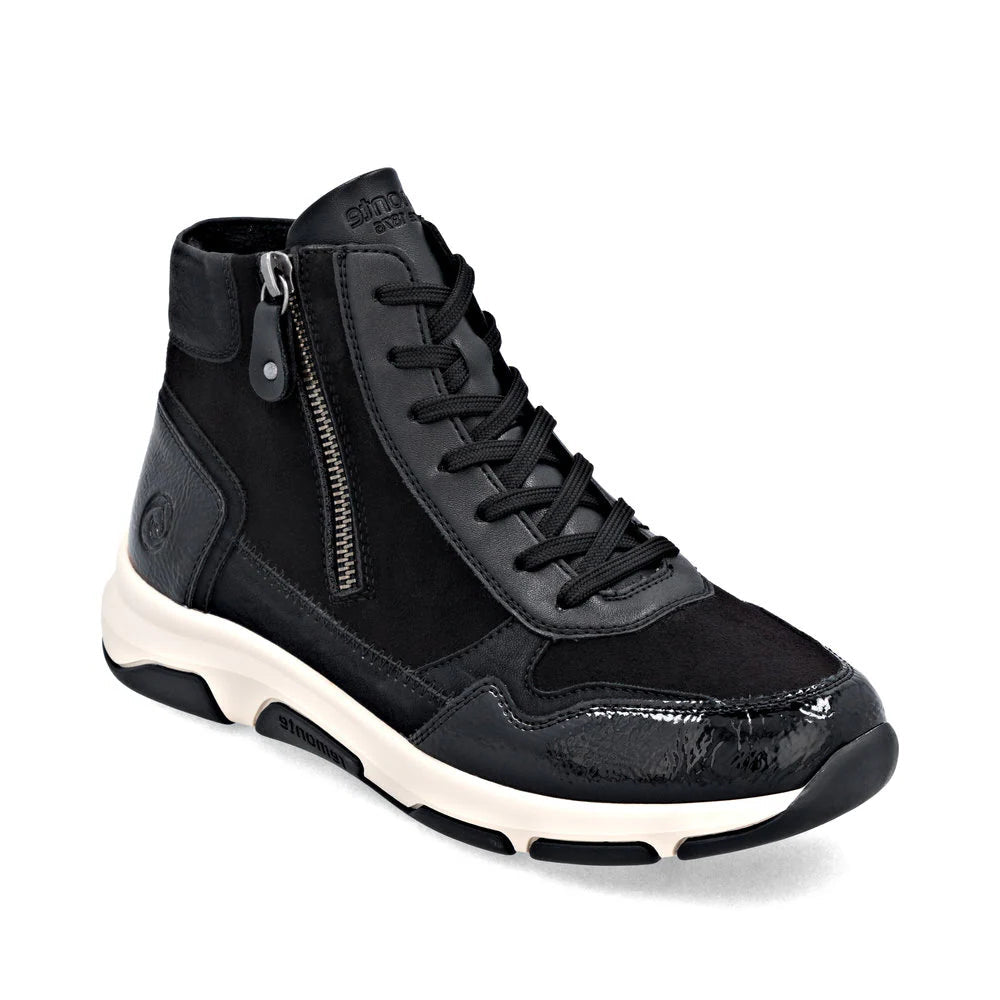 Remonte Women's Lace-up Zip Ankle Sneaker - Black