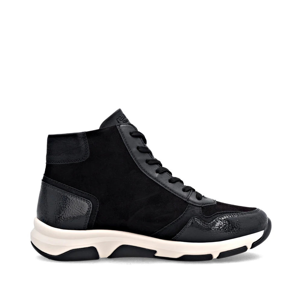 Remonte Women's Lace-up Zip Ankle Sneaker - Black