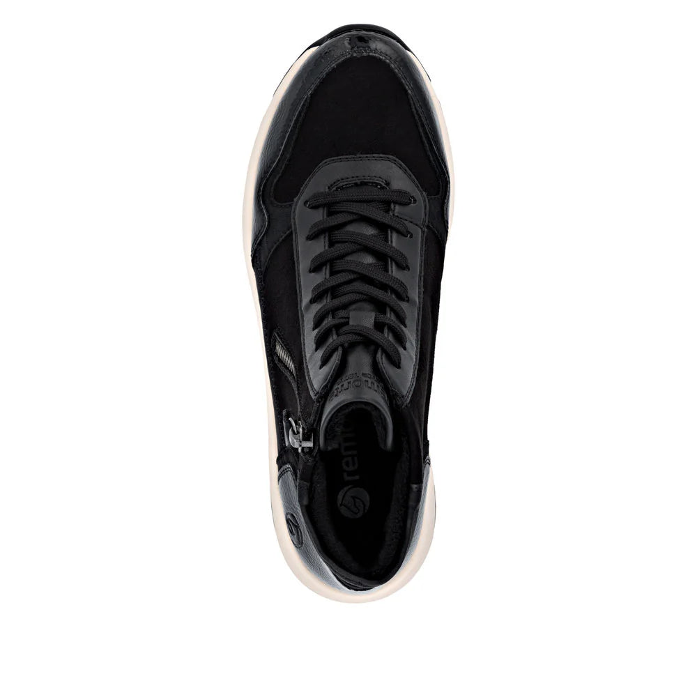 Remonte Women's Lace-up Zip Ankle Sneaker - Black
