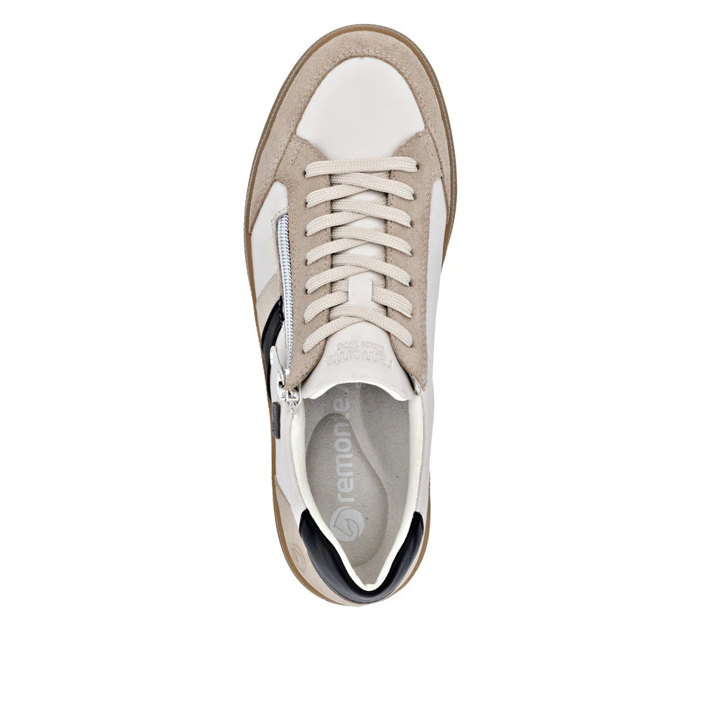 Remonte Women's Lace-up Zip Sneaker - Beige Combination