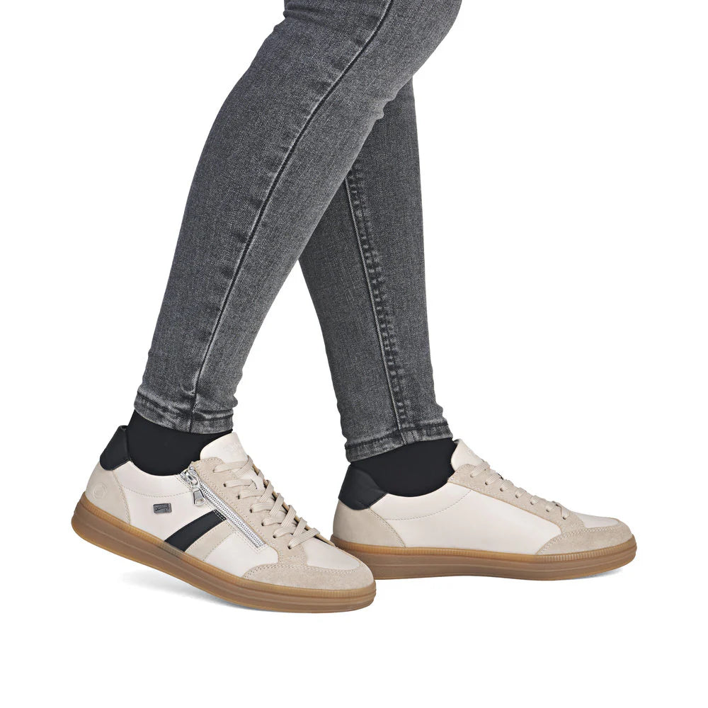 Remonte Women's Lace-up Zip Sneaker - Beige Combination