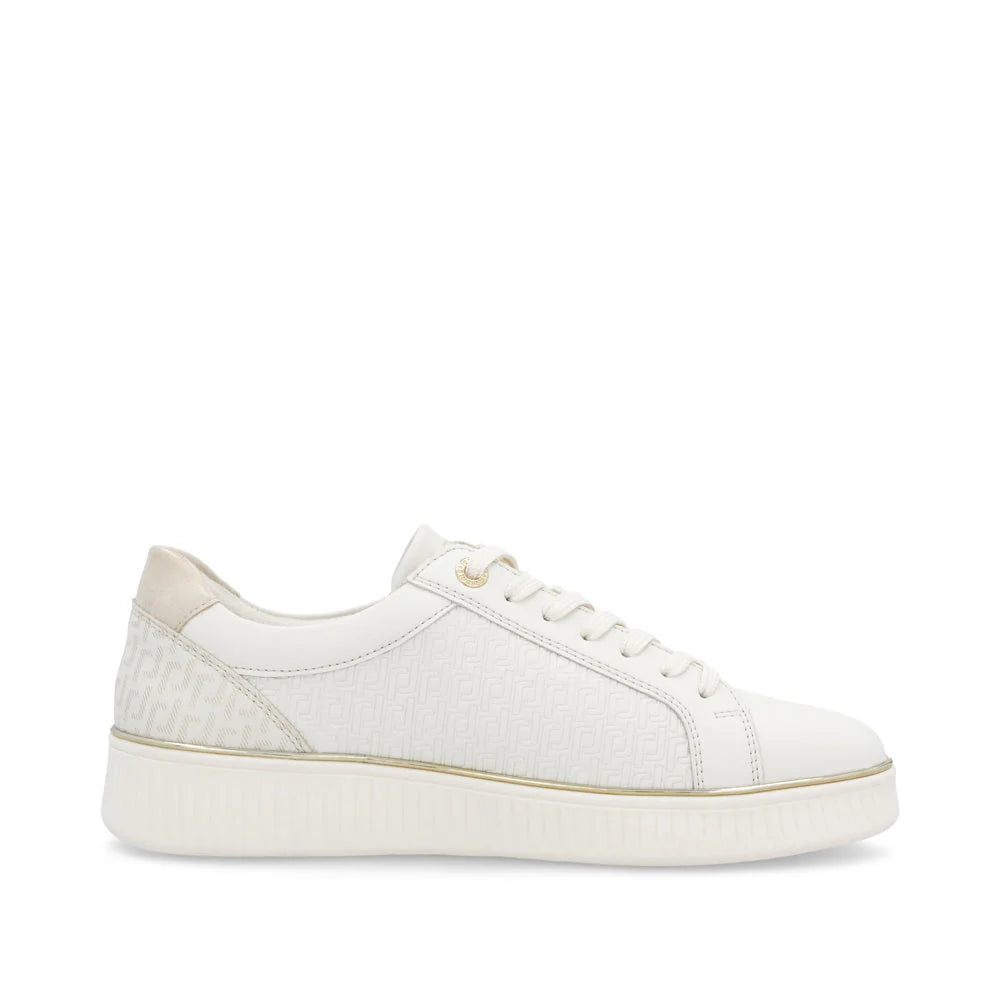 Rieker Lace-up Zip Sneaker - White/Gold