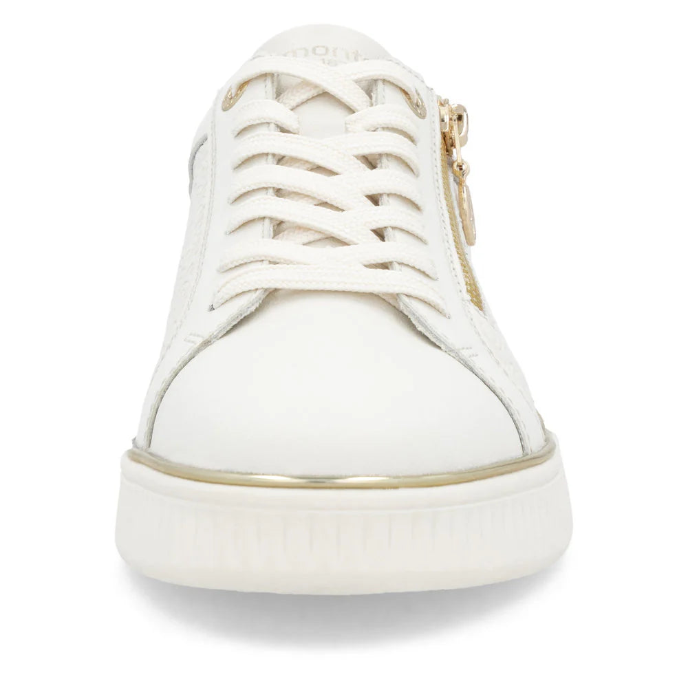 Rieker Lace-up Zip Sneaker - White/Gold