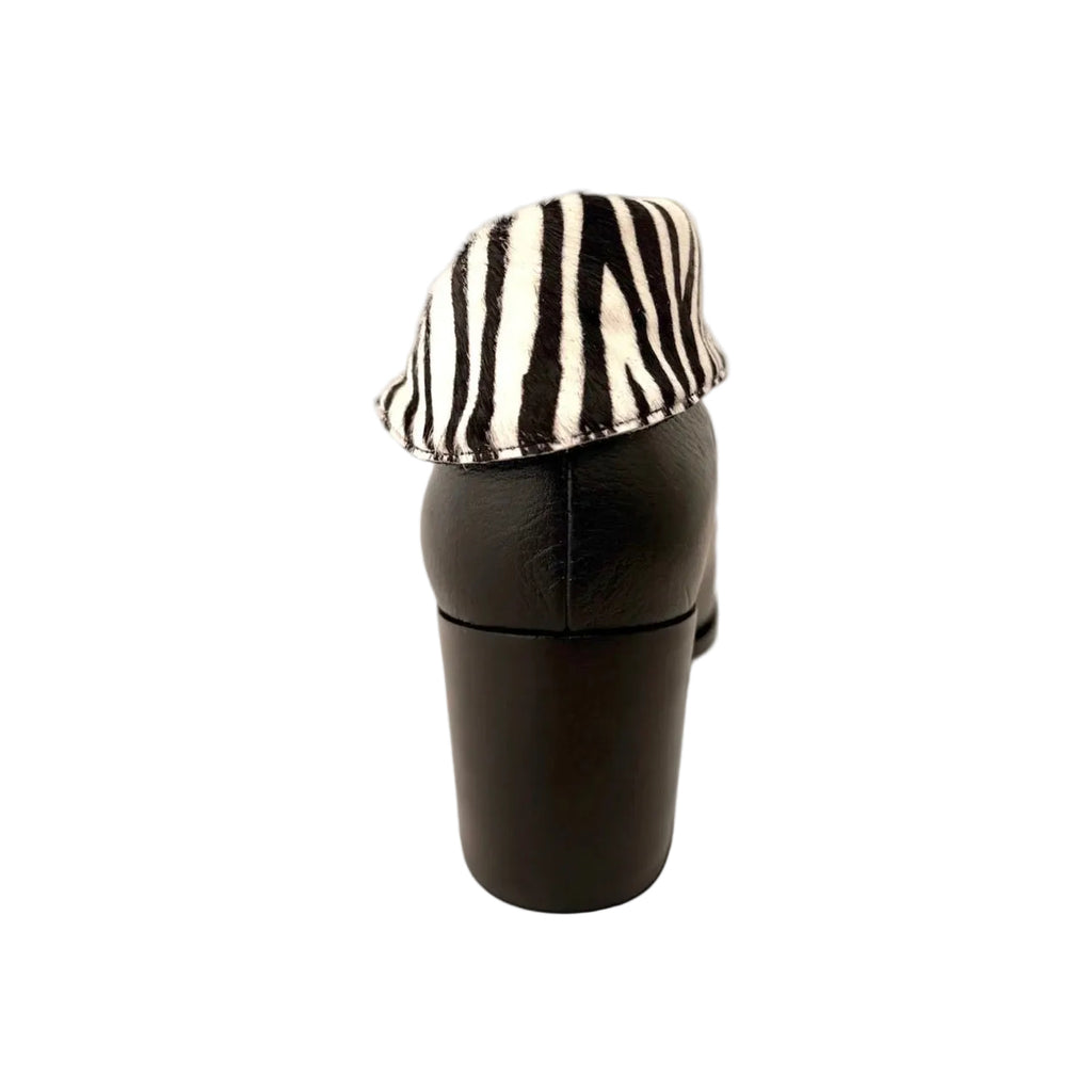 Django and Juliette Zenon Black Zebra Print Leather Booty