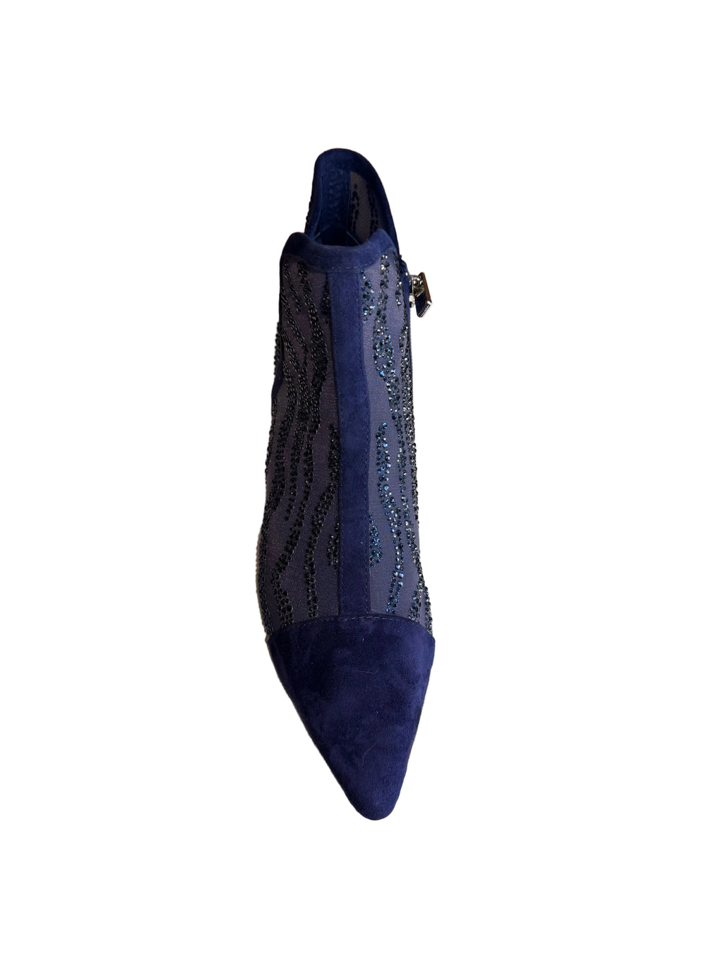 Django and Juliette Blue Mesh and Suede Bootie