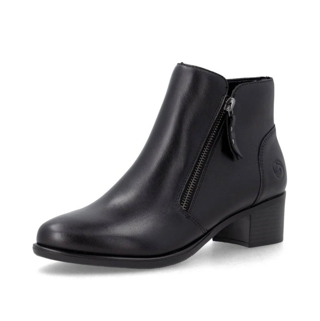 Remonte Double Zip Leather Booties Black