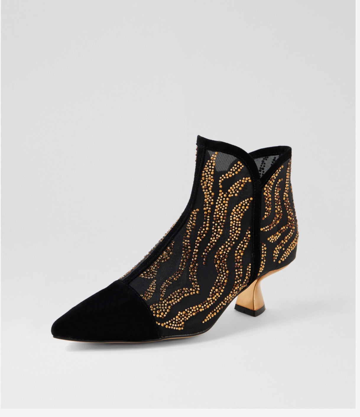 Django and Juliette Bronze Mesh and Suede Bootie