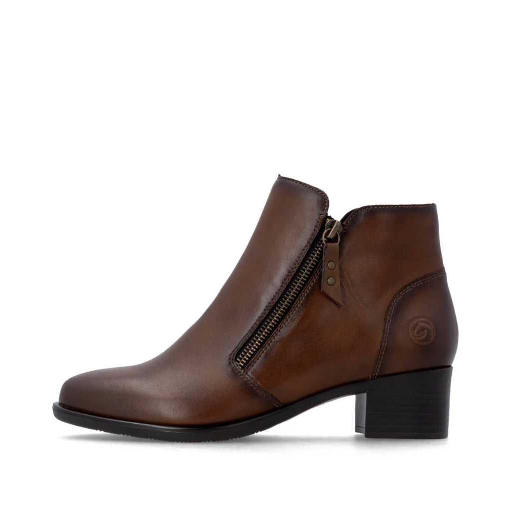 Remonte Double Zip Leather Booties Brown