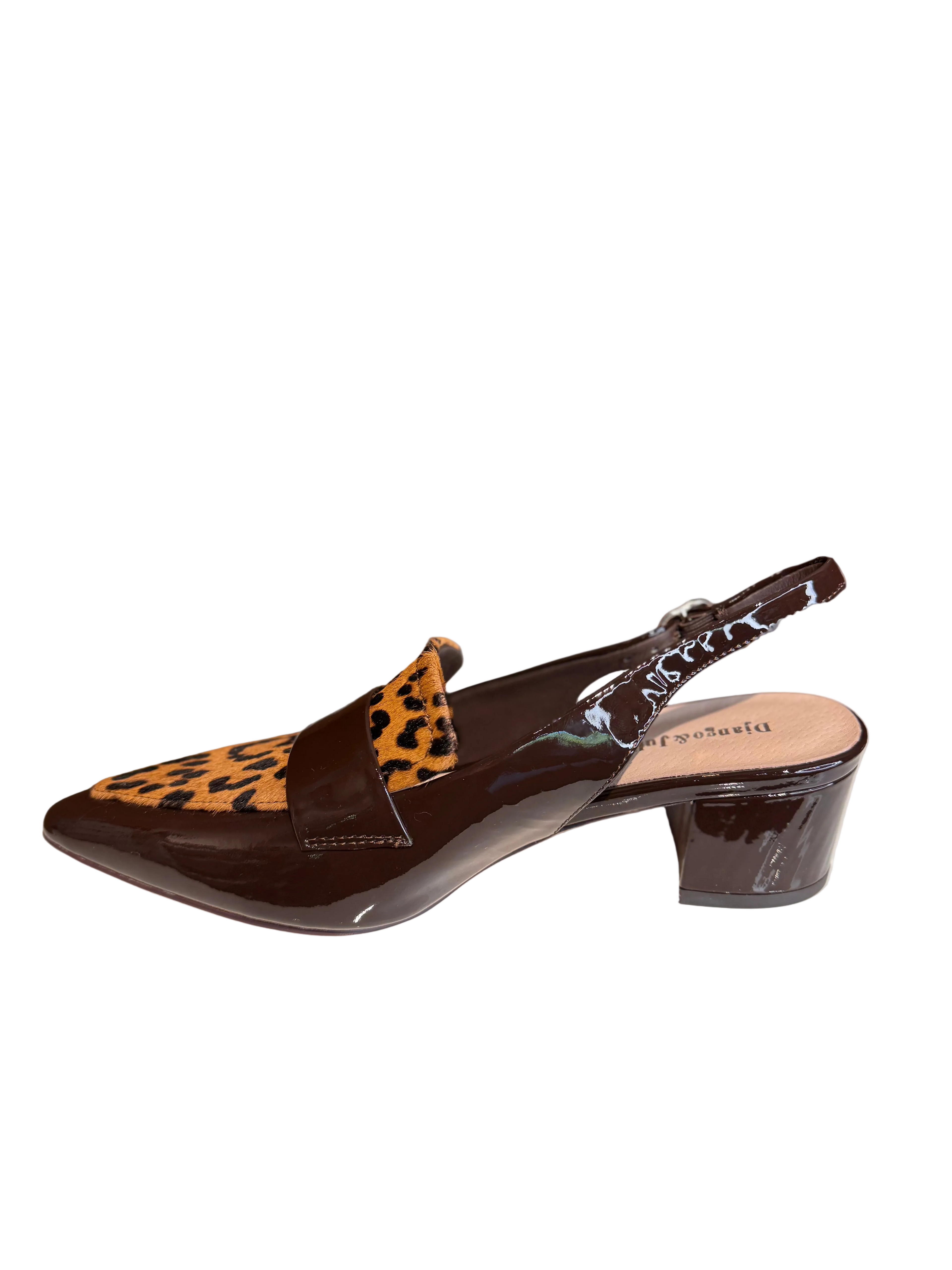 Django and Juliette Aiday Chocolate and Leopard Print Slingback