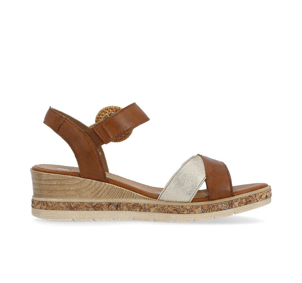 Remonte Camel Adjustable Wedge Sandals