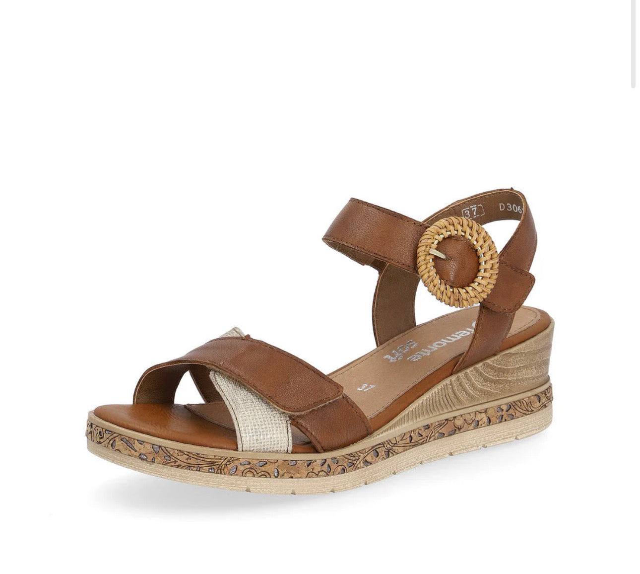 Remonte Camel Adjustable Wedge Sandals