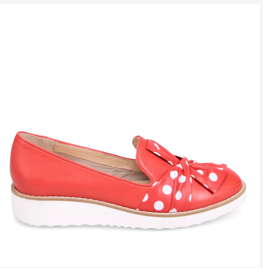 Django and Juliette Oclem Leather Loafer Red polka dot